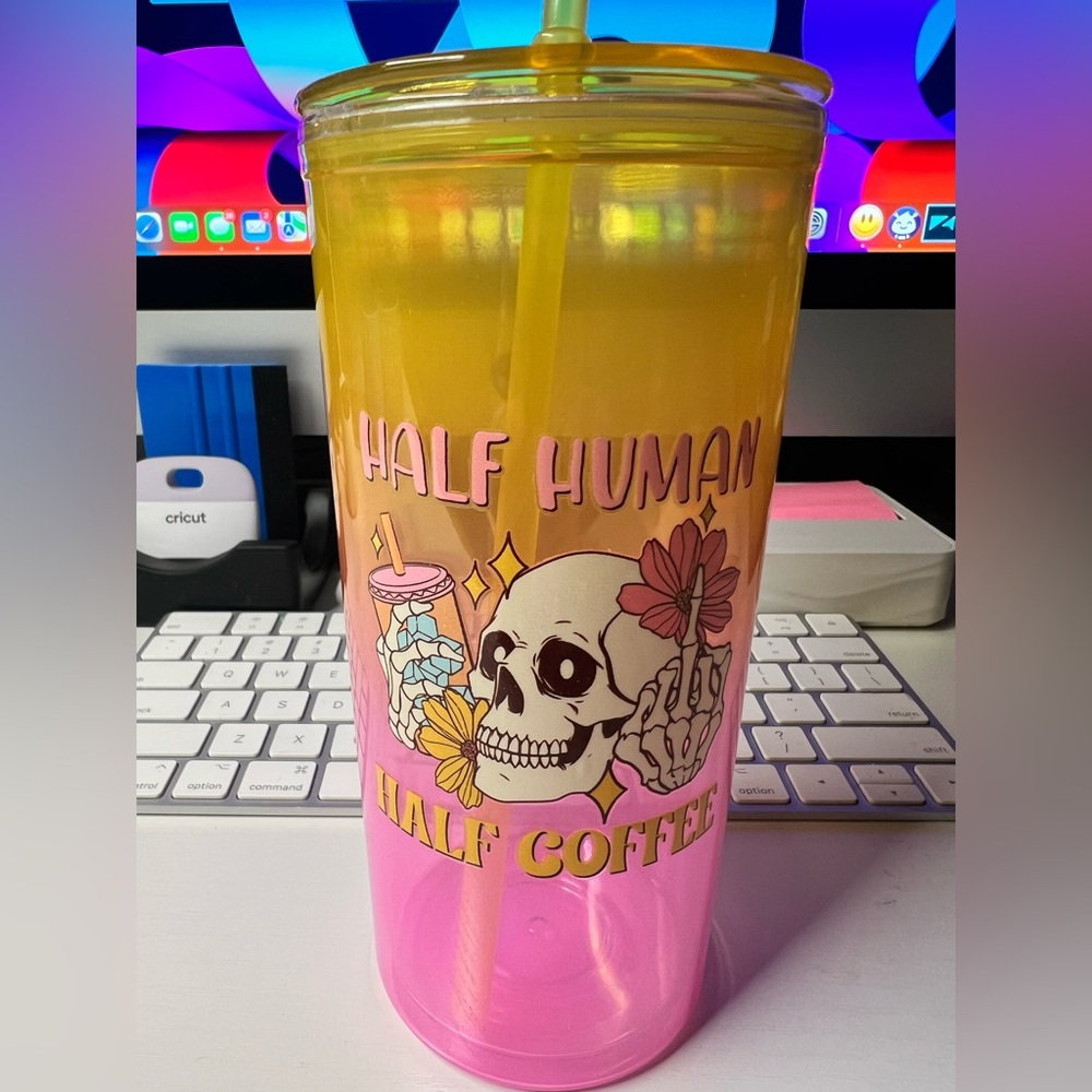 Yellow and Pink Skull Design Drinkware Tumbler